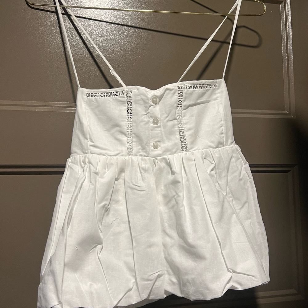 Zara White Camisole Bubble Hem Top